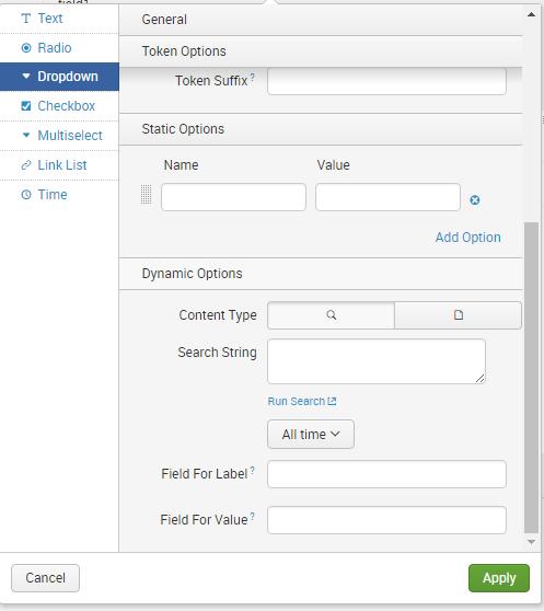 Dynamic Options - Search string to populate the dropdown options