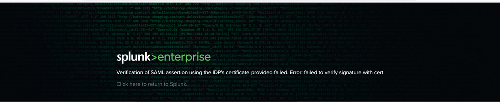Verification of SAML assertion using the IDP's certificate provided failed. Error: failed to verify signature with cert