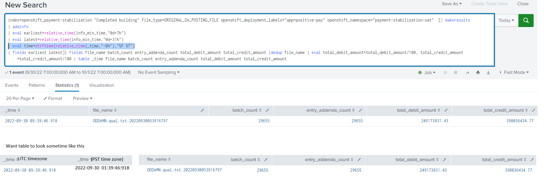 Solved: How to display 2 different time (UTC and PST) in t... - Splunk  Community