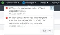 KV Store process terminated abnormally