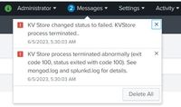 KV Store process terminated abnormally