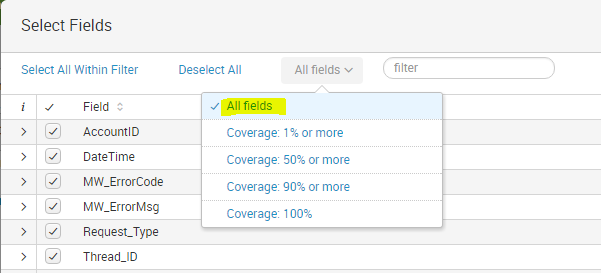 Select &#39;All fields&#39;