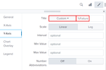 This screen image shows options for updating the y-axis format options.