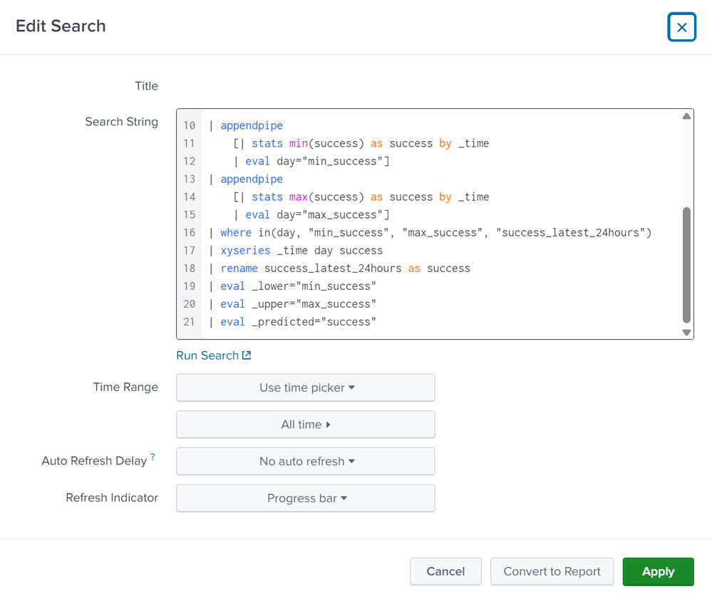 This screen image shows the update success rate search with _lower, _upper and _predicted field references.