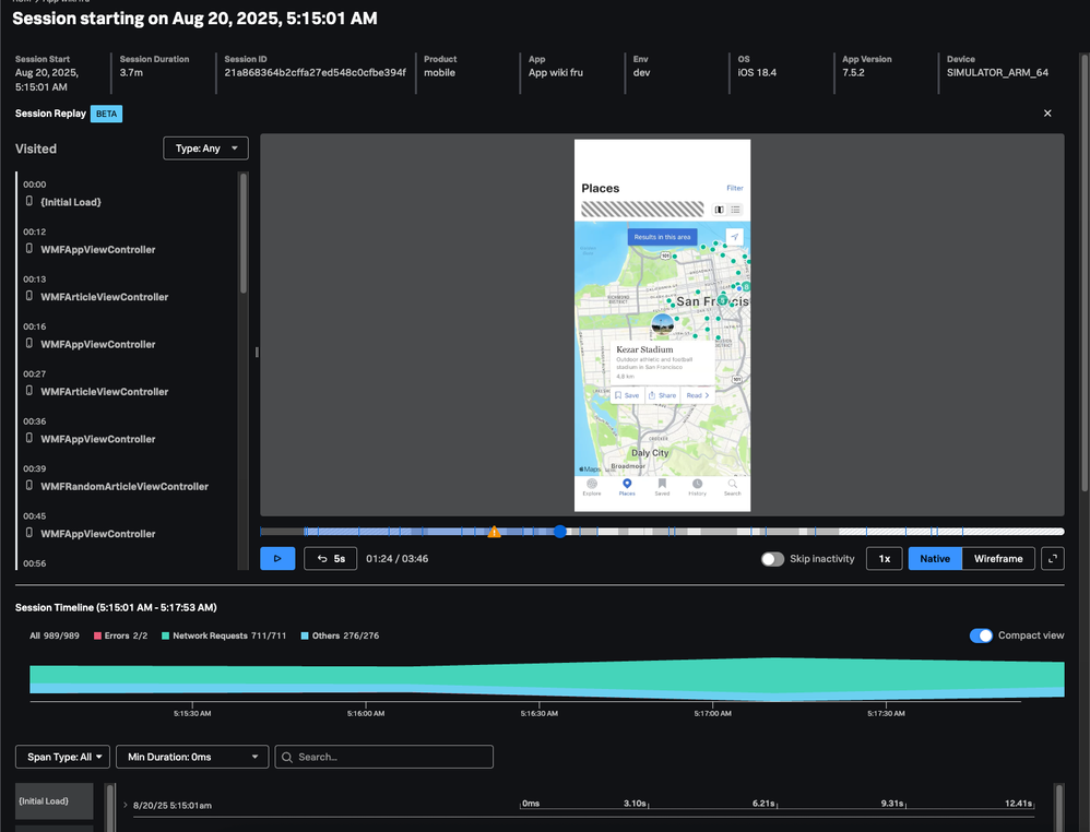 Mobile Session Replay for real user monitoring