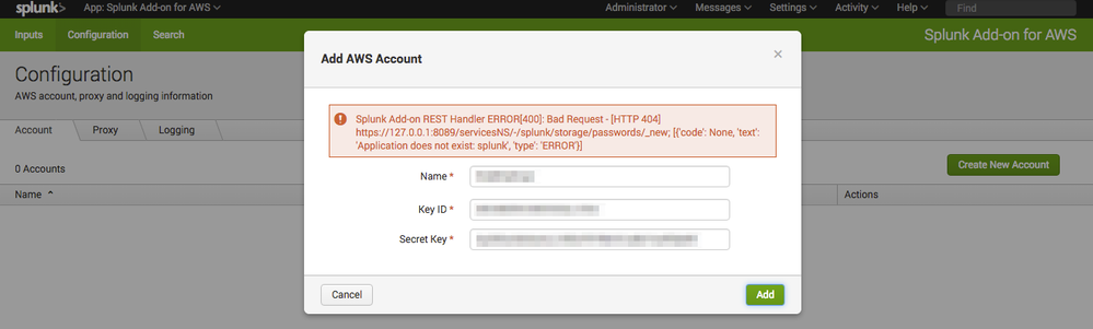Splunk Error Message