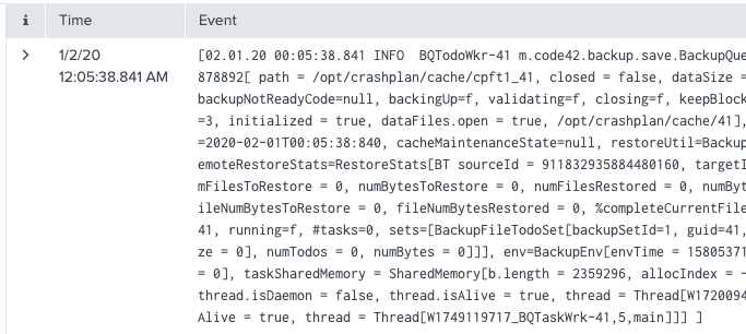 1st screenshot of event and incorrect timestamp